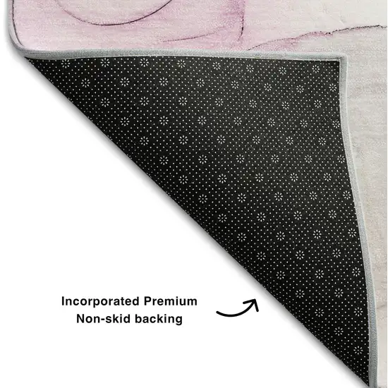 Pink And Ivory Abstract Washable Area Rug With UV Protection Photo 9