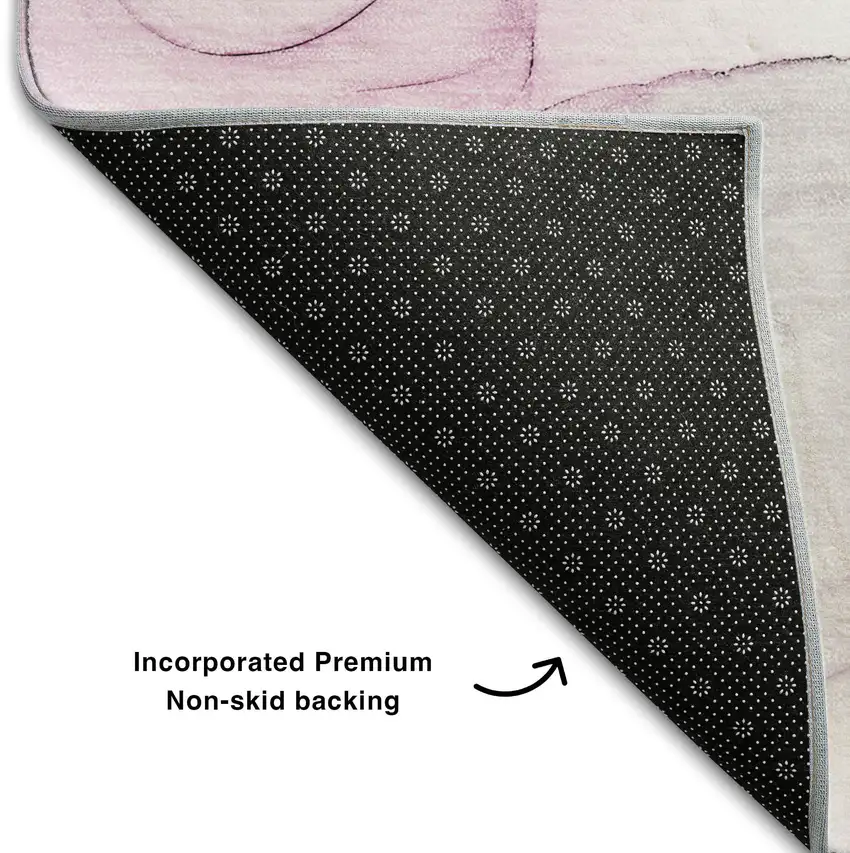 Pink And Ivory Abstract Washable Area Rug With UV Protection Photo 9