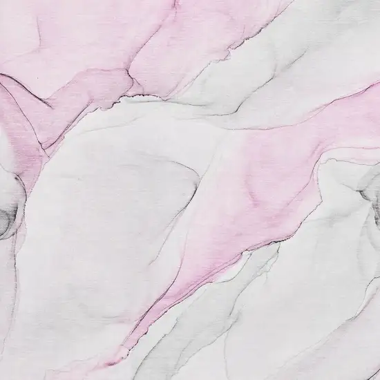 Pink And Ivory Abstract Washable Area Rug With UV Protection Photo 3