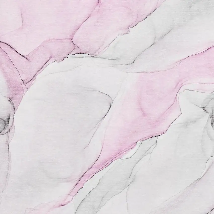 Pink And Ivory Abstract Washable Area Rug With UV Protection Photo 3