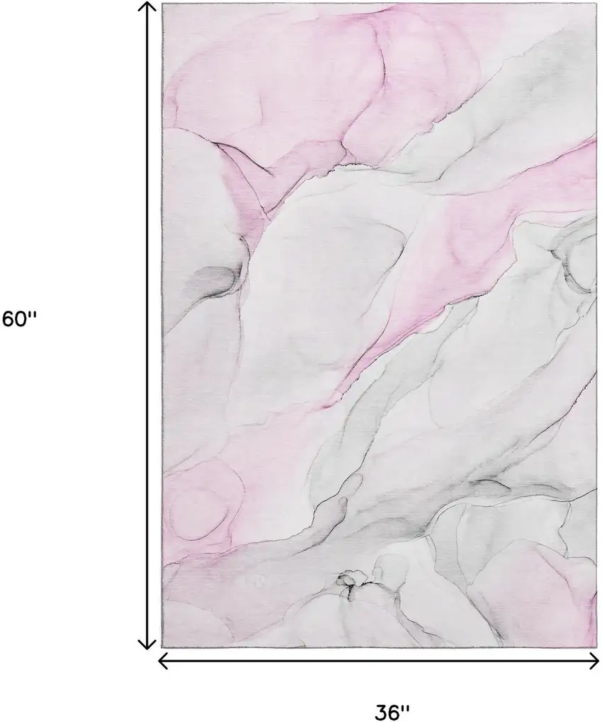 Pink And Ivory Abstract Washable Area Rug With UV Protection Photo 7