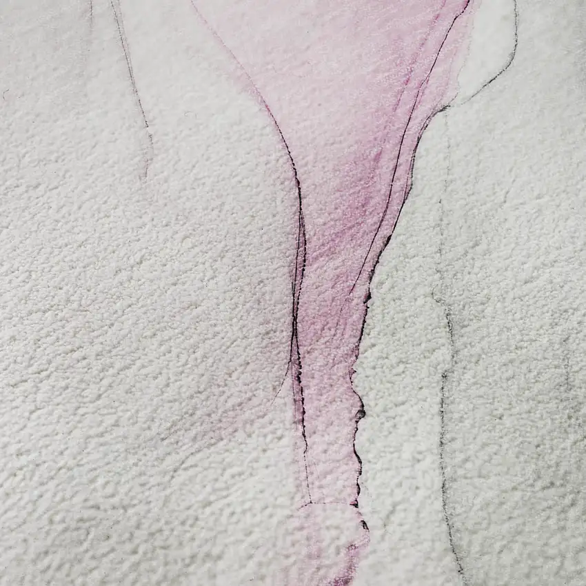 Pink And Ivory Abstract Washable Area Rug With UV Protection Photo 3