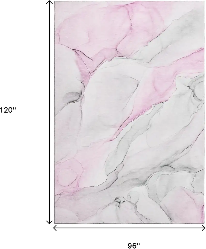 Pink And Ivory Abstract Washable Area Rug With UV Protection Photo 7