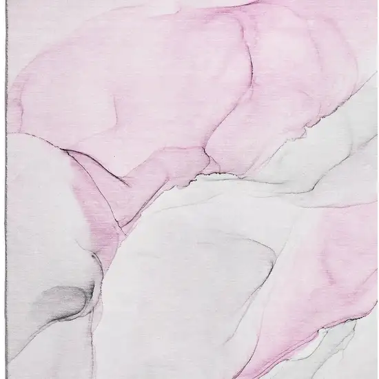 Pink And Ivory Abstract Washable Area Rug With UV Protection Photo 9