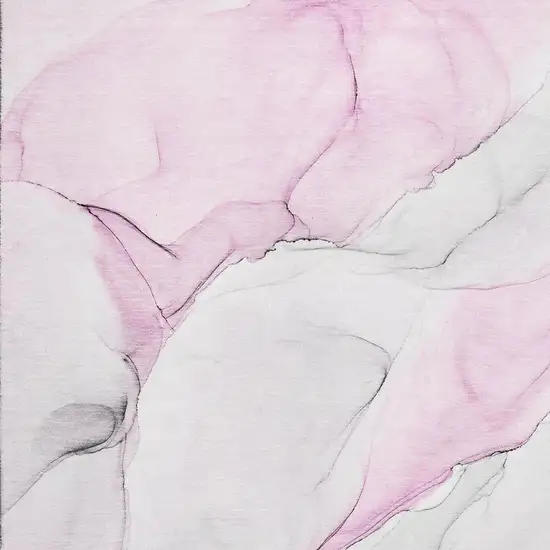 Pink And Ivory Abstract Washable Area Rug With UV Protection Photo 3