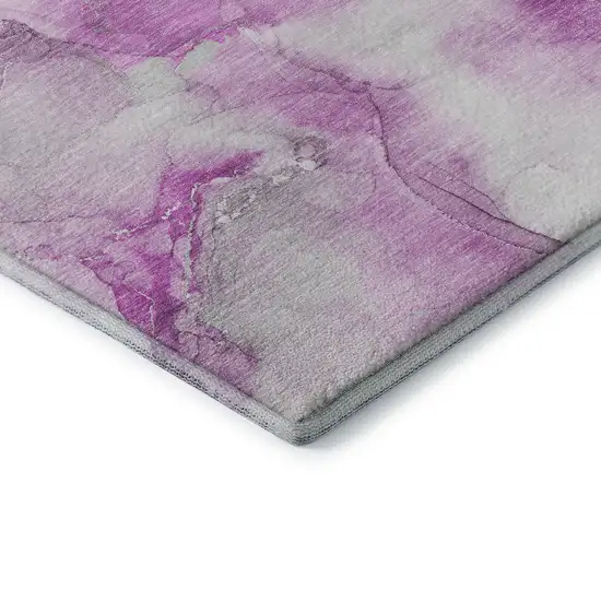 Pink And Ivory Abstract Washable Area Rug With UV Protection Photo 8