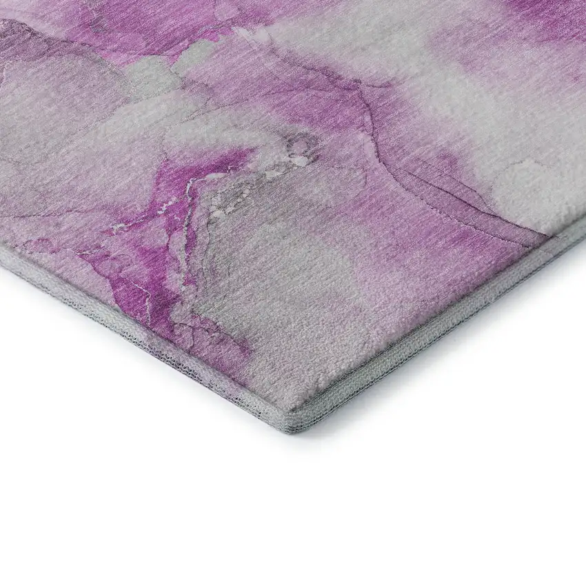 Pink And Ivory Abstract Washable Area Rug With UV Protection Photo 8