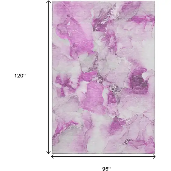 Pink And Ivory Abstract Washable Area Rug With UV Protection Photo 3