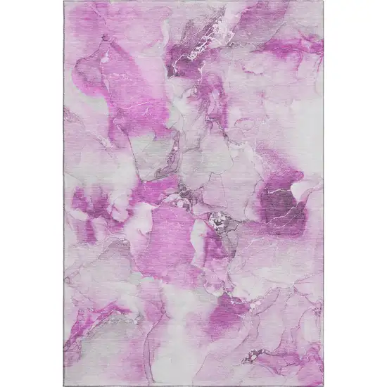 Pink And Ivory Abstract Washable Area Rug With UV Protection Photo 1
