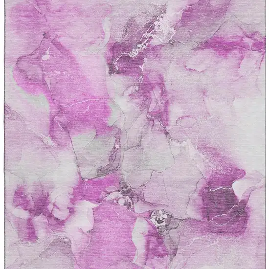 Pink And Ivory Abstract Washable Area Rug With UV Protection Photo 4