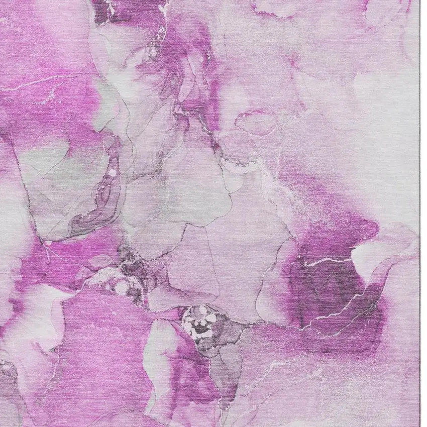 Pink And Ivory Abstract Washable Area Rug With UV Protection Photo 3