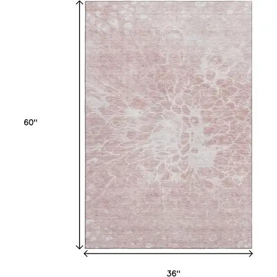 Pink And Ivory Abstract Washable Area Rug With UV Protection Photo 6