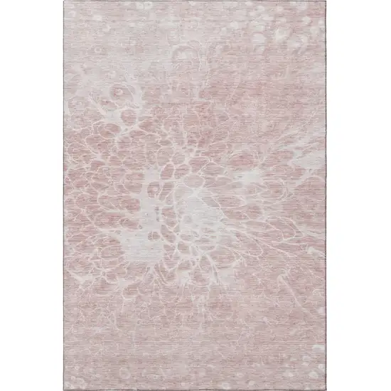 Pink And Ivory Abstract Washable Area Rug With UV Protection Photo 4