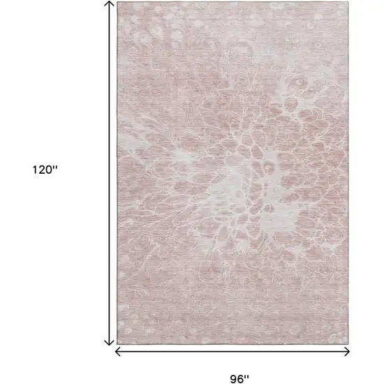 Pink And Ivory Abstract Washable Area Rug With UV Protection Photo 3