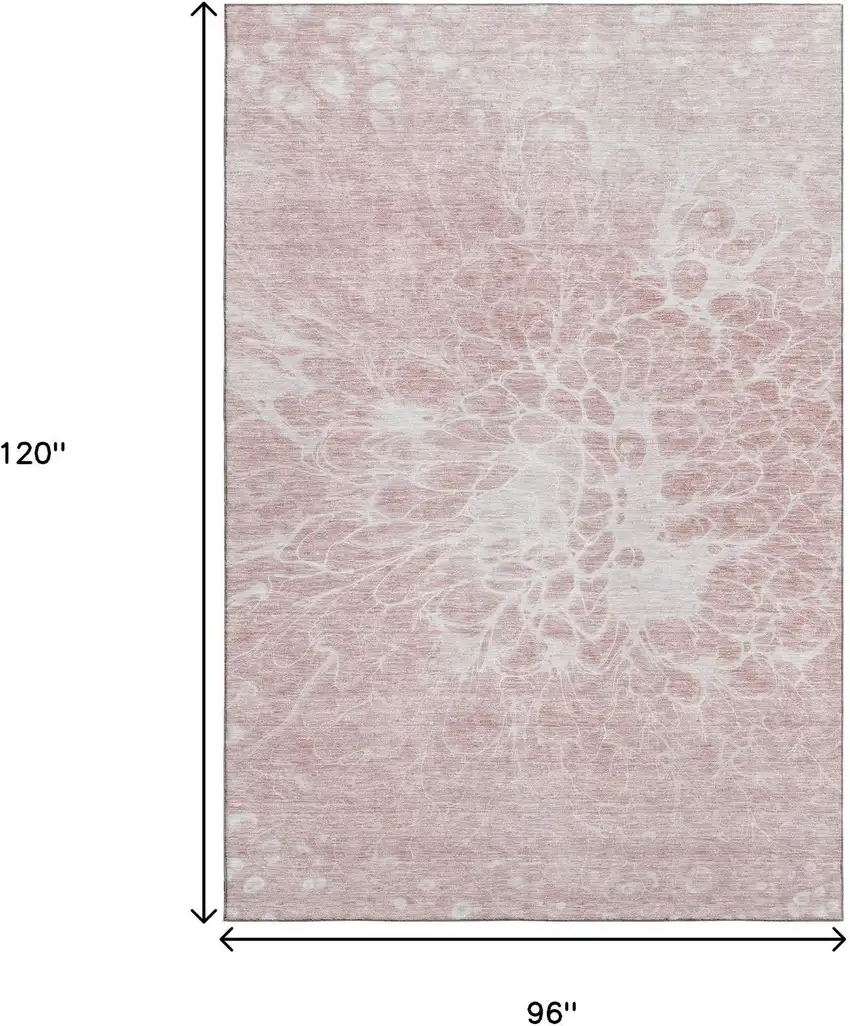 Pink And Ivory Abstract Washable Area Rug With UV Protection Photo 3