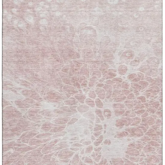 Pink And Ivory Abstract Washable Area Rug With UV Protection Photo 4