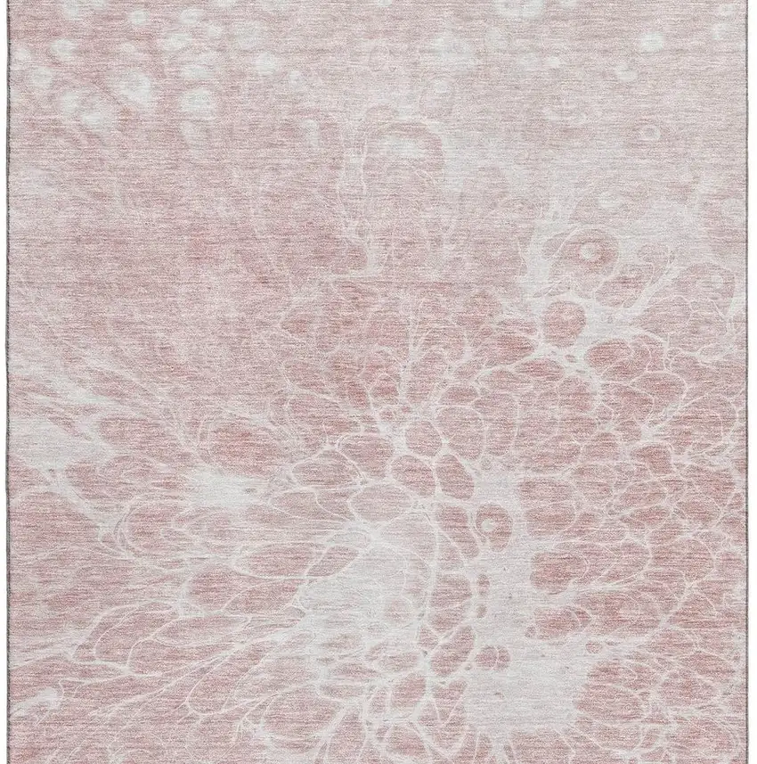 Pink And Ivory Abstract Washable Area Rug With UV Protection Photo 4