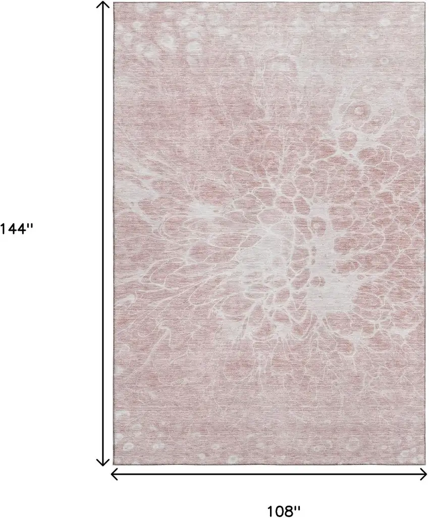 Pink And Ivory Abstract Washable Area Rug With UV Protection Photo 3