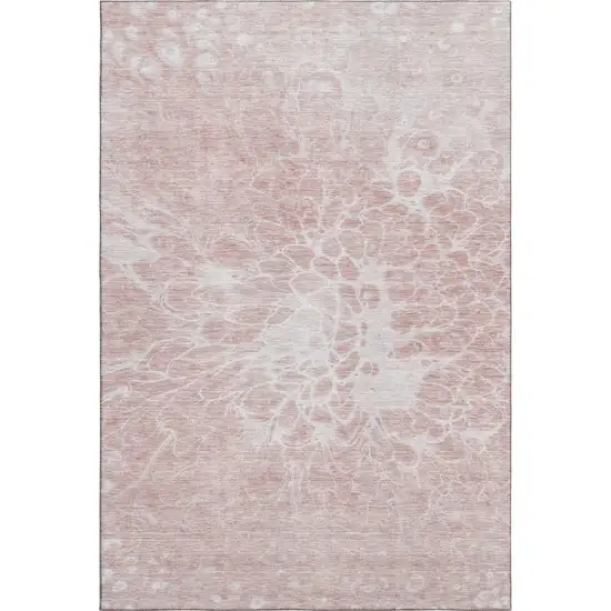 Pink And Ivory Abstract Washable Area Rug With UV Protection Photo 1