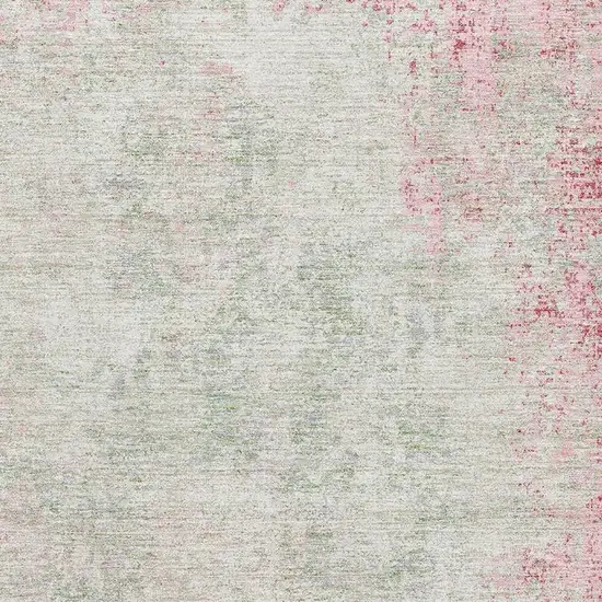 Pink And Ivory Abstract Washable Area Rug With UV Protection Photo 2