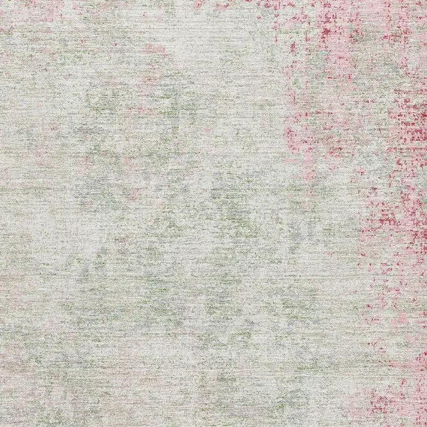 Pink And Ivory Abstract Washable Area Rug With UV Protection Photo 2