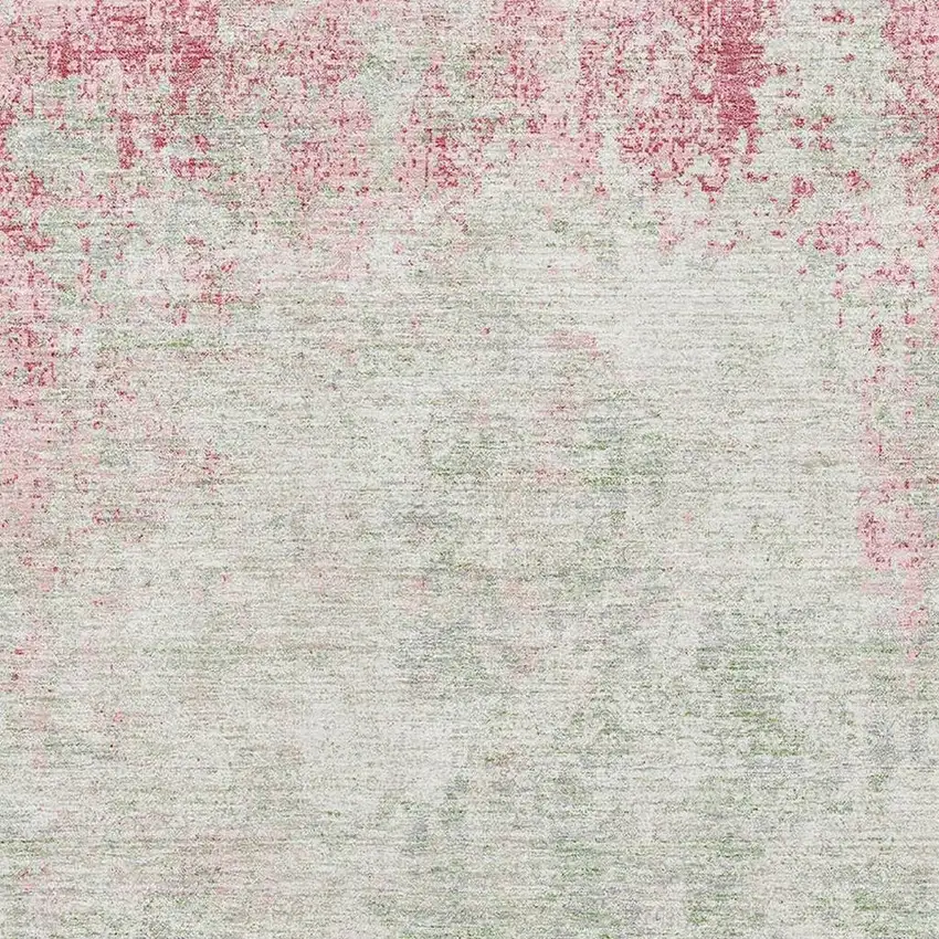 Pink And Ivory Abstract Washable Area Rug With UV Protection Photo 2