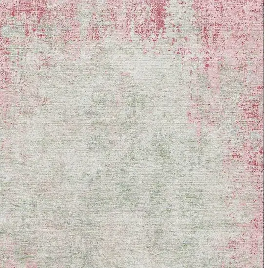 Pink And Ivory Abstract Washable Area Rug With UV Protection Photo 3