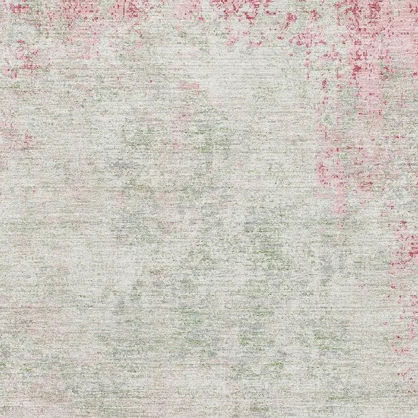Pink And Ivory Abstract Washable Area Rug With UV Protection Photo 2