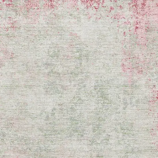 Pink And Ivory Abstract Washable Area Rug With UV Protection Photo 2