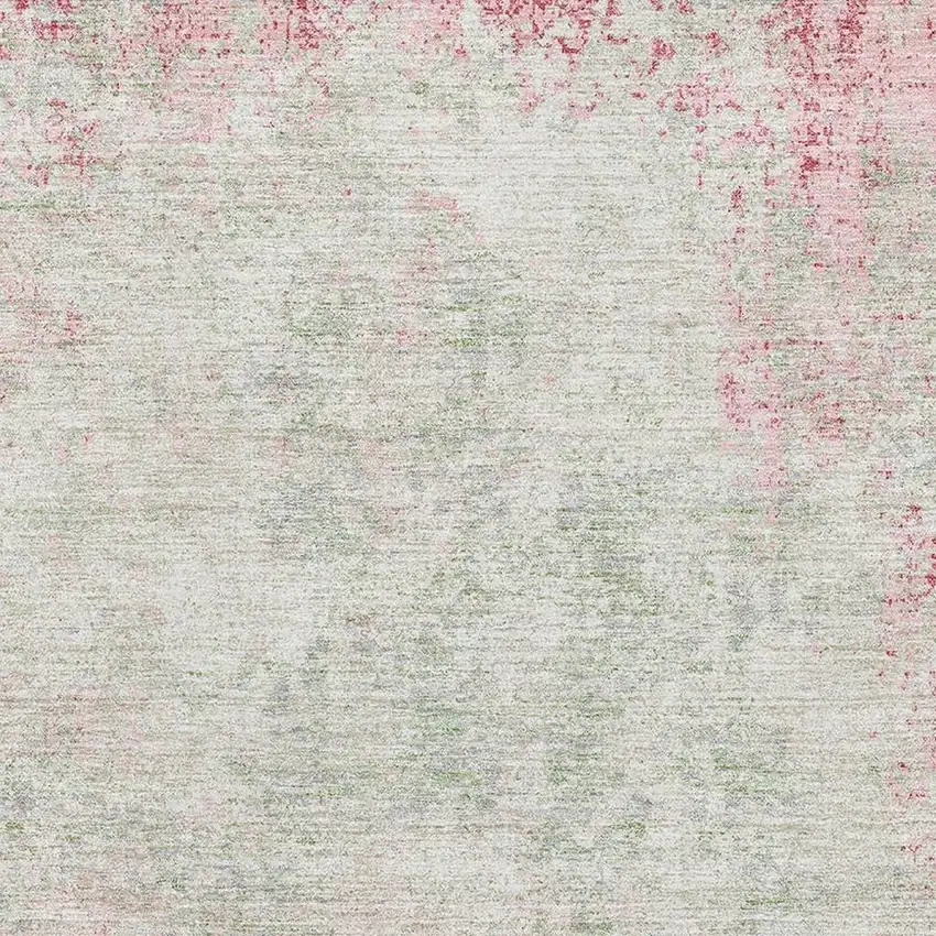Pink And Ivory Abstract Washable Area Rug With UV Protection Photo 2