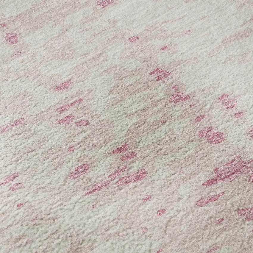 Pink And Ivory Abstract Washable Area Rug With UV Protection Photo 1