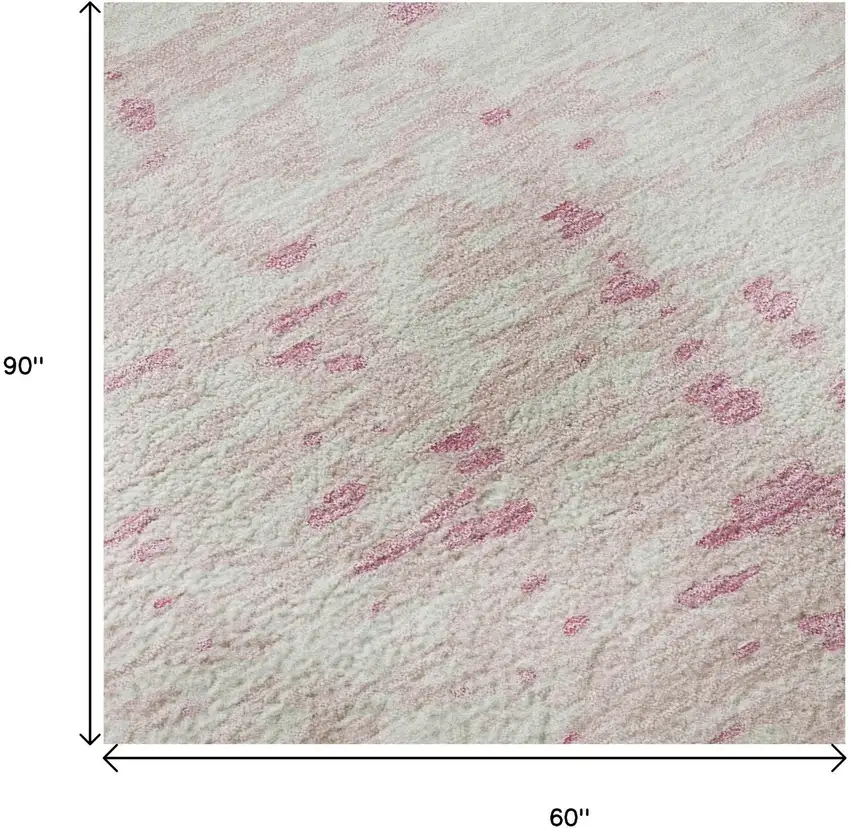 Pink And Ivory Abstract Washable Area Rug With UV Protection Photo 9