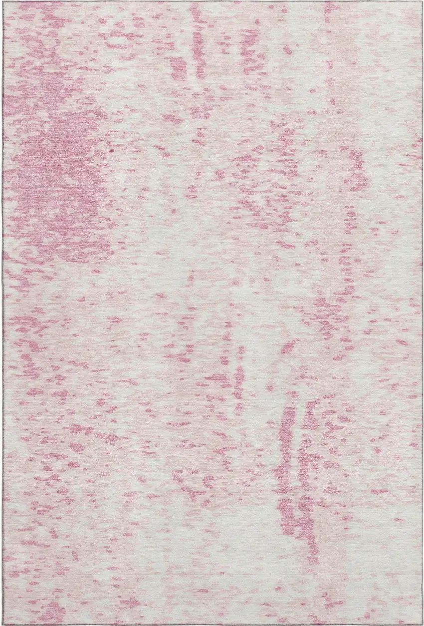 Pink And Ivory Abstract Washable Area Rug With UV Protection Photo 5