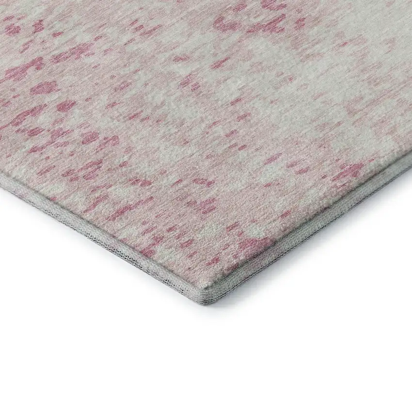 Pink And Ivory Abstract Washable Area Rug With UV Protection Photo 7