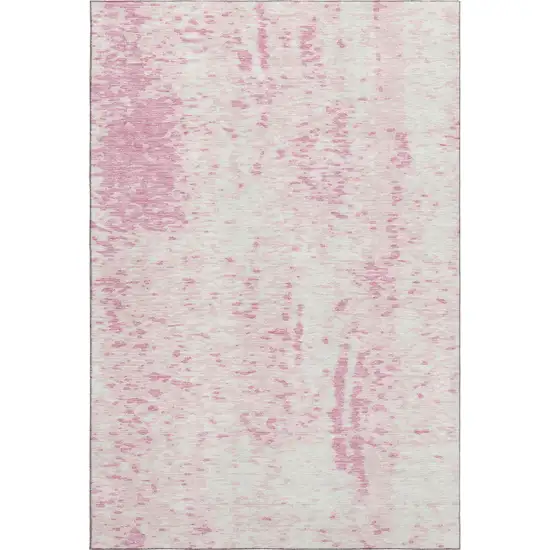 Pink And Ivory Abstract Washable Area Rug With UV Protection Photo 5