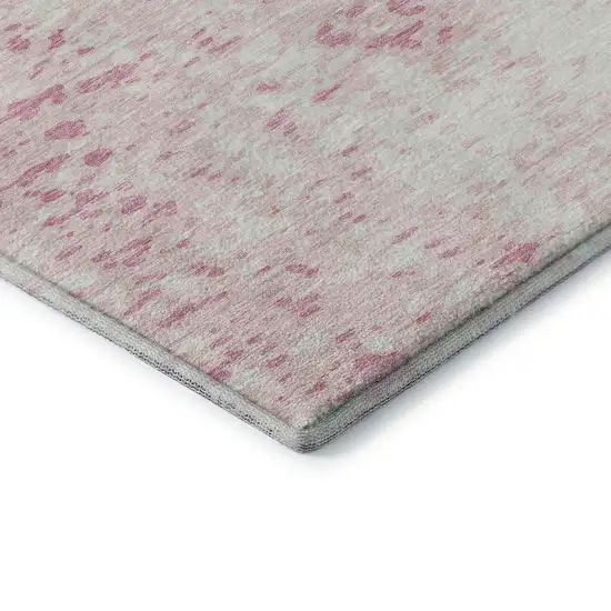 Pink And Ivory Abstract Washable Area Rug With UV Protection Photo 6