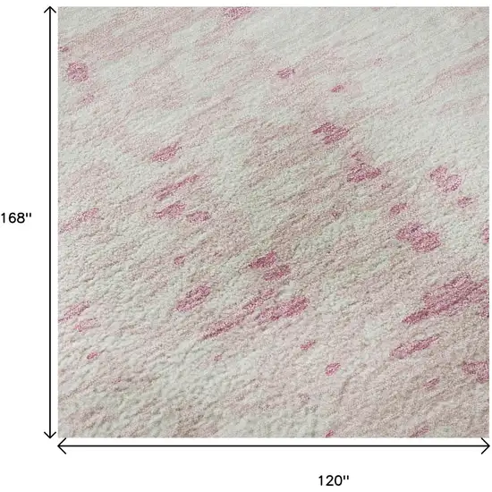 Pink And Ivory Abstract Washable Area Rug With UV Protection Photo 8