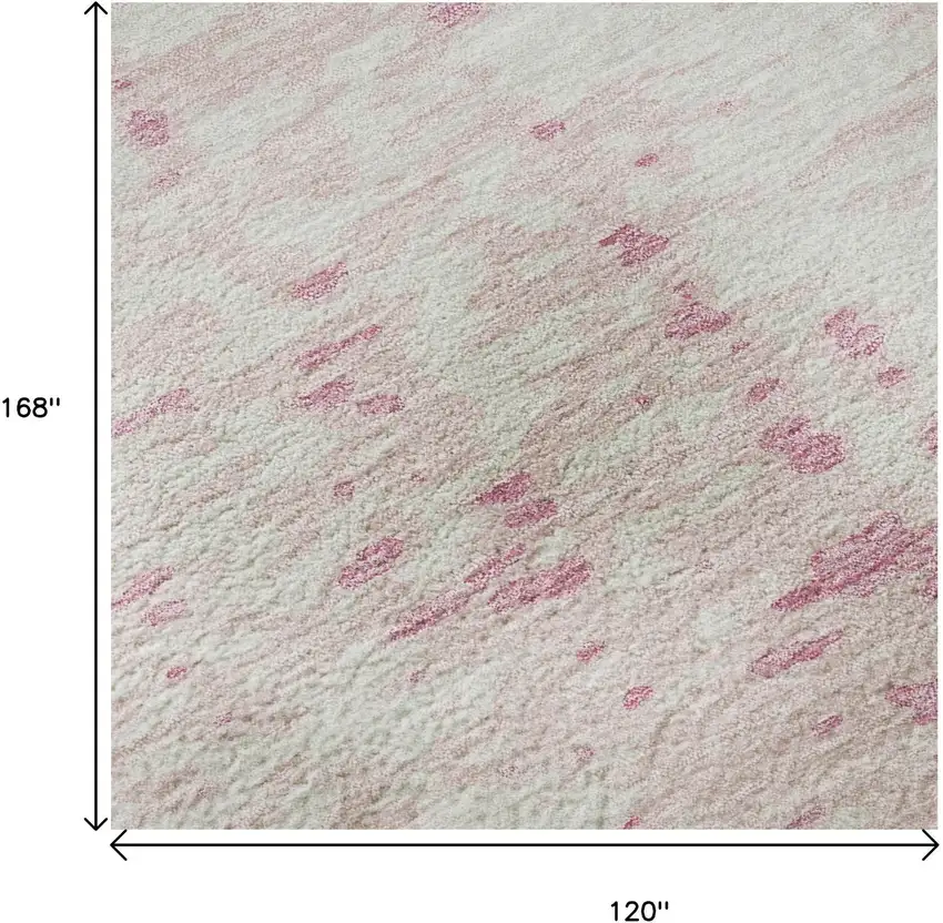Pink And Ivory Abstract Washable Area Rug With UV Protection Photo 8