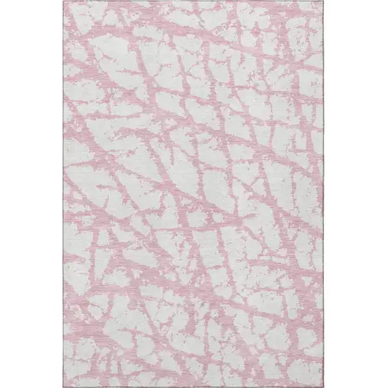 Pink And Ivory Abstract Washable Area Rug With UV Protection Photo 3