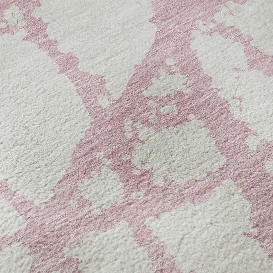 Pink And Ivory Abstract Washable Area Rug With UV Protection Photo 9