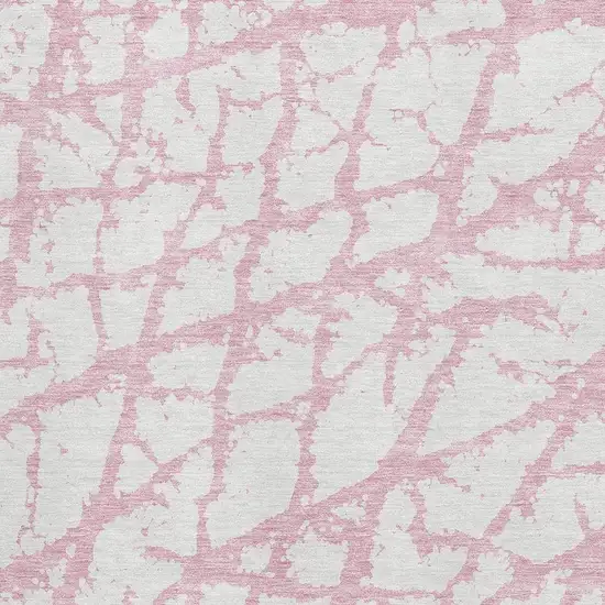 Pink And Ivory Abstract Washable Area Rug With UV Protection Photo 2