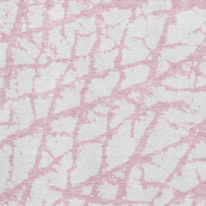 Pink And Ivory Abstract Washable Area Rug With UV Protection Photo 2