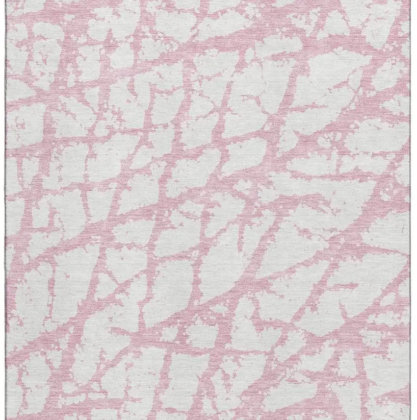 Pink And Ivory Abstract Washable Area Rug With UV Protection Photo 3