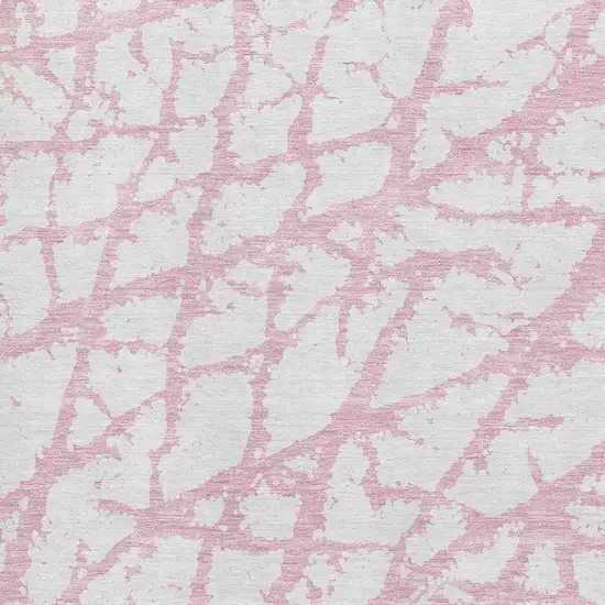 Pink And Ivory Abstract Washable Area Rug With UV Protection Photo 2