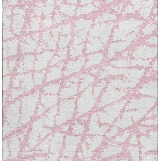 Pink And Ivory Abstract Washable Area Rug With UV Protection Photo 3