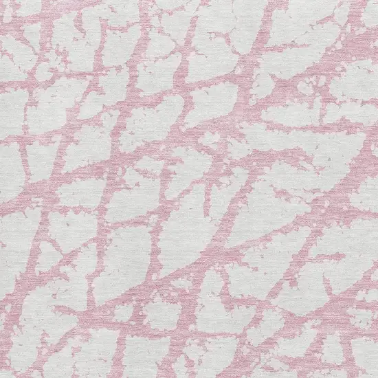 Pink And Ivory Abstract Washable Area Rug With UV Protection Photo 2