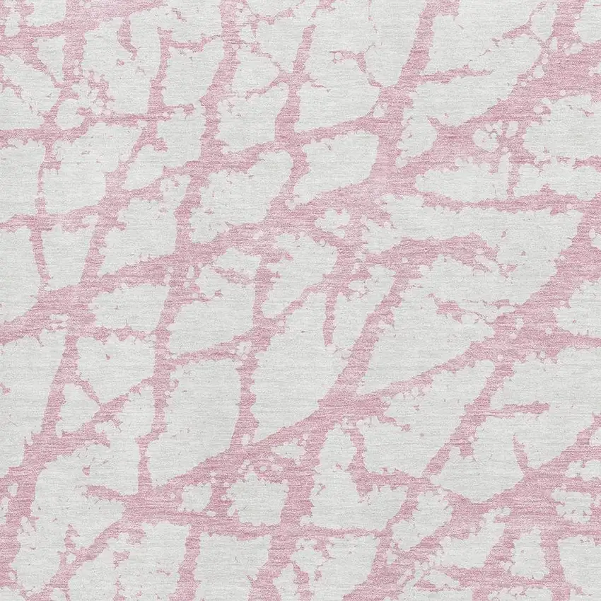 Pink And Ivory Abstract Washable Area Rug With UV Protection Photo 2