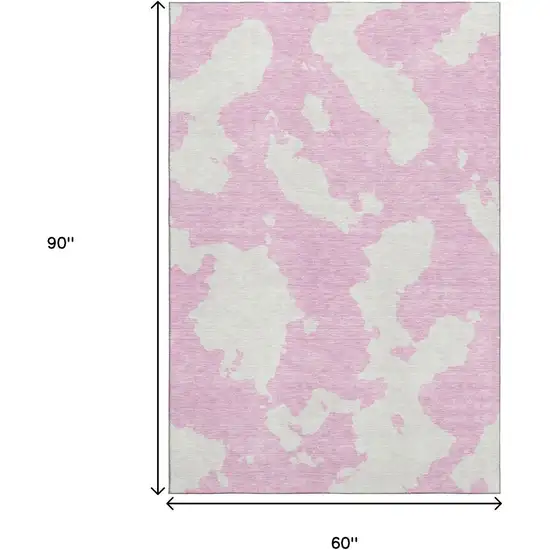 Pink And Ivory Abstract Washable Area Rug With UV Protection Photo 8