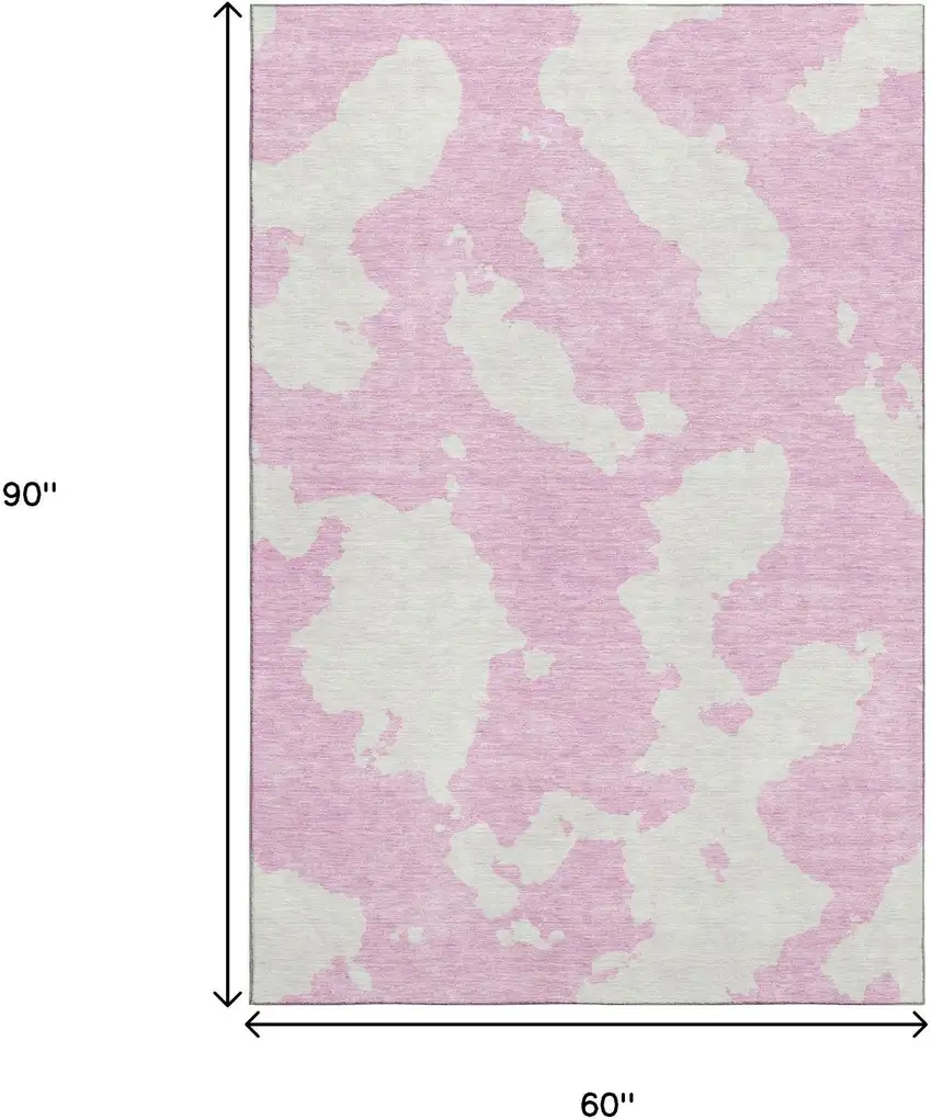 Pink And Ivory Abstract Washable Area Rug With UV Protection Photo 8