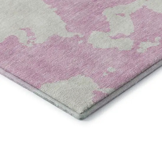 Pink And Ivory Abstract Washable Area Rug With UV Protection Photo 7